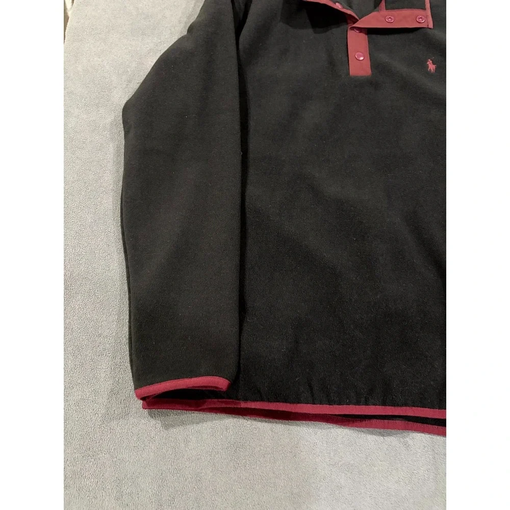 Polo Ralph Lauren Fleece Sweatshirt Mens M Black Performance 1/4 Snap Pullover
